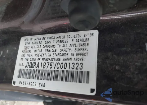 1997 Honda Odyssey Ex from USA, damaged, VIN JHMRA1875VC001323